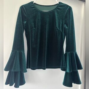 Elegant Green Velvet Women's Top